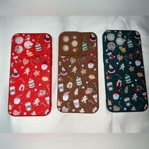🎄NEW IPHONE 15 PRO MAX HOLIDAY PHONES CASES- 3 COLORS-CUTE HOLIDAY PATTERN🎄